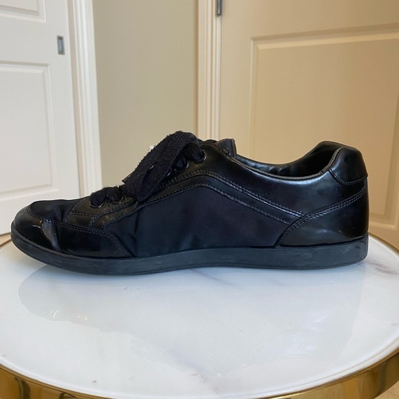 Prada Black Nylon and Patent Leather Low Top Sneakers Size 7 or 8 or 8.5 - Picture 9 of 17